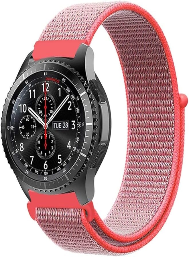 Comfort Canvas Woven Nylon Sport Watchwrist Band and for Samsung Galaxy Watch 46mm / Gear S3 Frontier/Huawei Watch GT2 / Magic Honor 2 / Fossil / 22mm Watches - Hibiscus Red